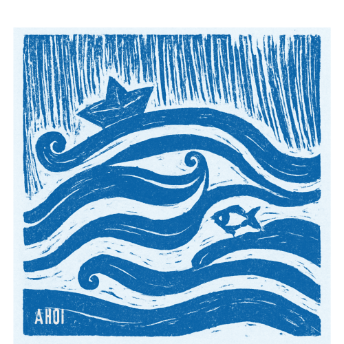 Schiff auf Welle Linol Stlye (3)