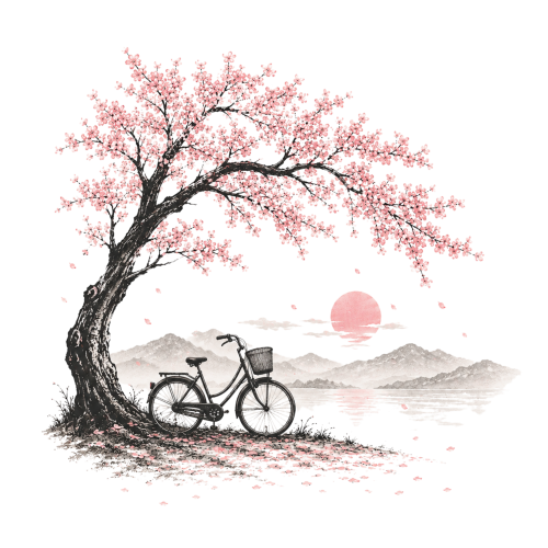 cherry tree blossom and bicycle (1)