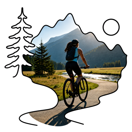 woman cyclist mountains